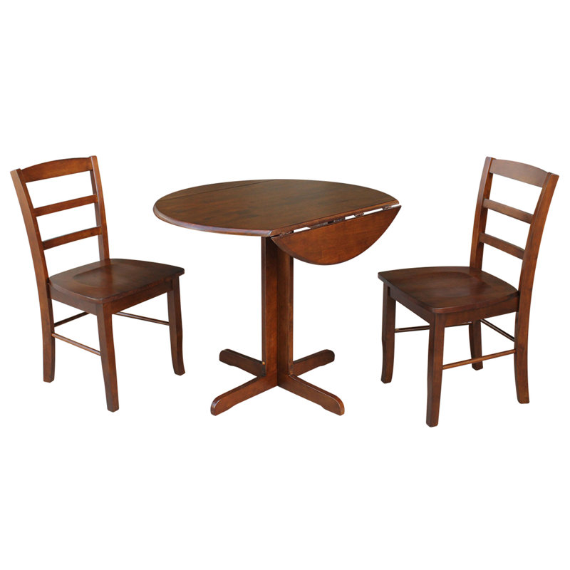 Gelson 2 - Person Solid Wood Solid Wood Top Pedestal Dining Set