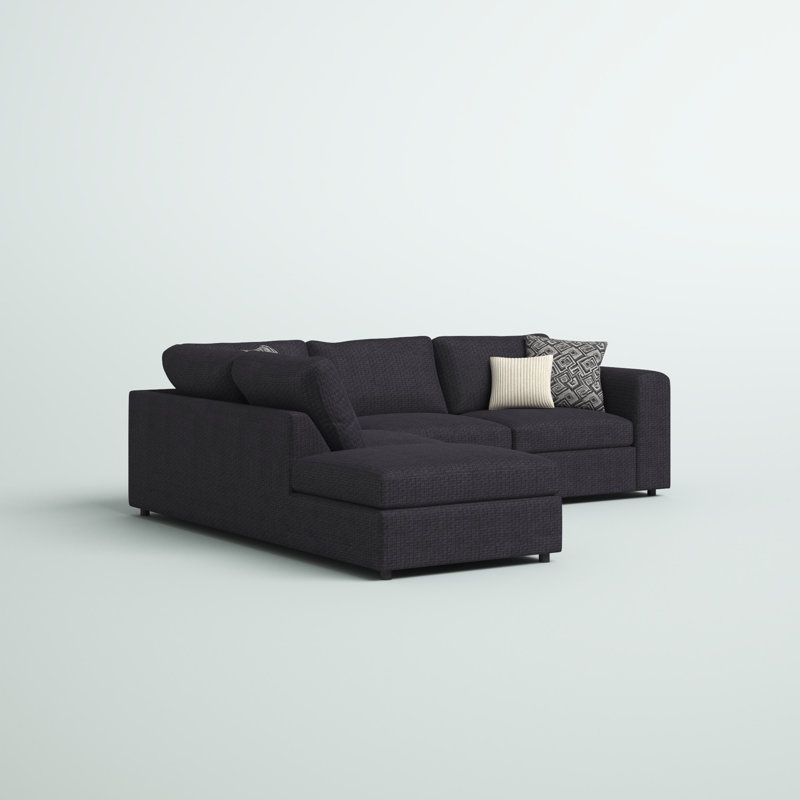 Wensley 114" Wide Left Hand Facing Sofa & Chaise, Ultimate Ebony 100% Polyester