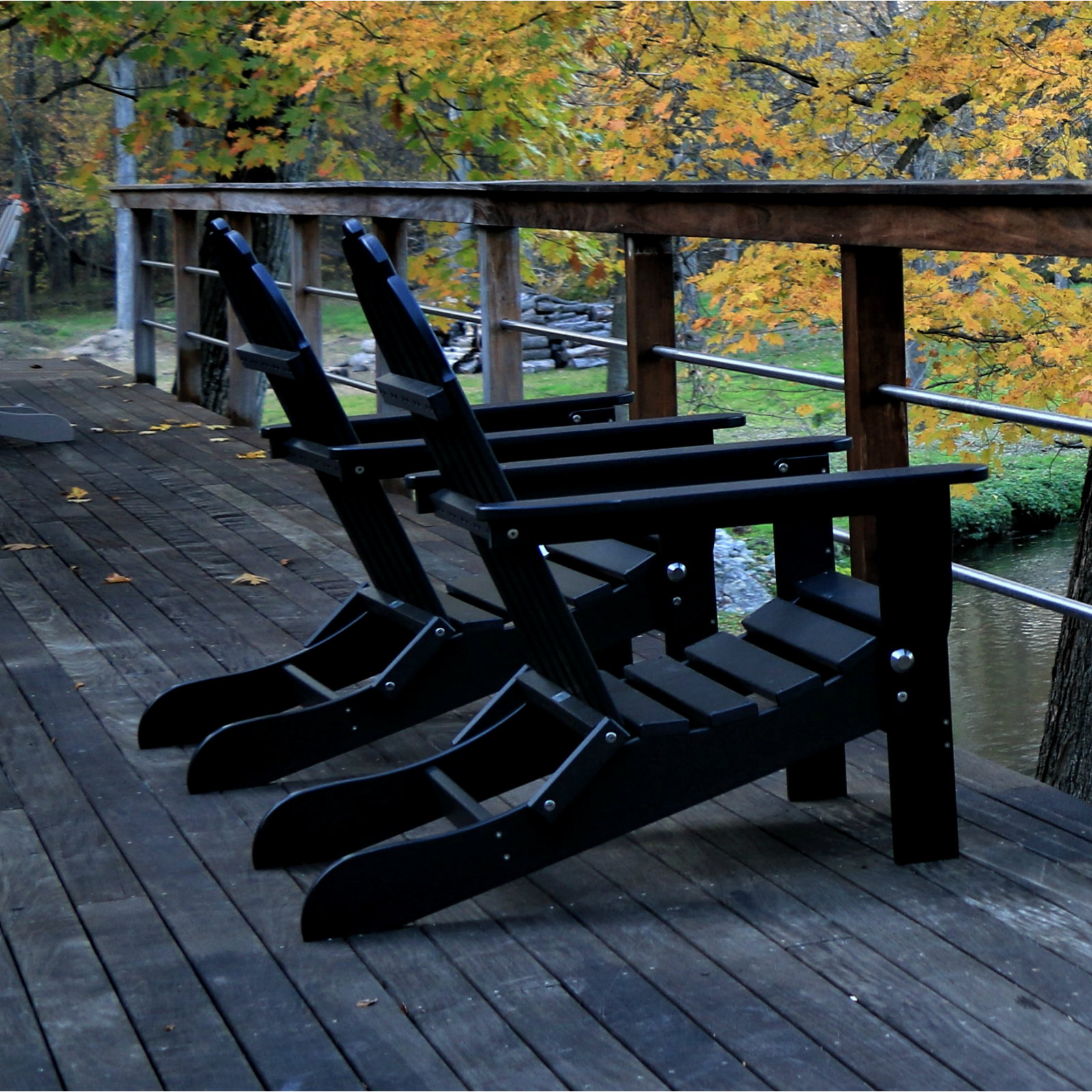 Leighton Foldable Adirondack Chair, Black
