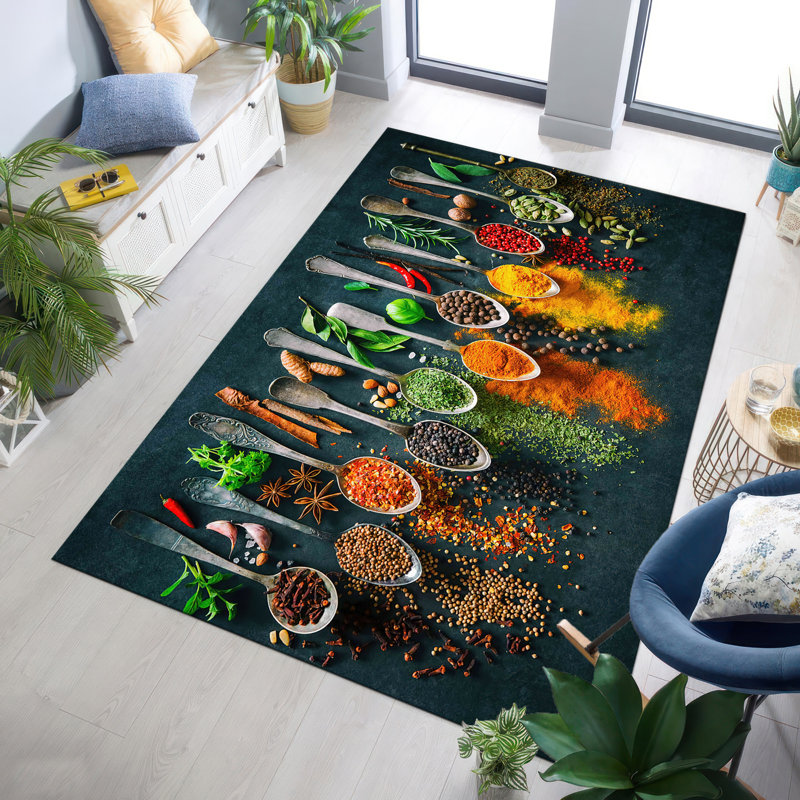 Floral Elegance in Shades: A Printed Rug with Soft Pile Ideal for Enhancing Your Living Room or Bedroom Decor