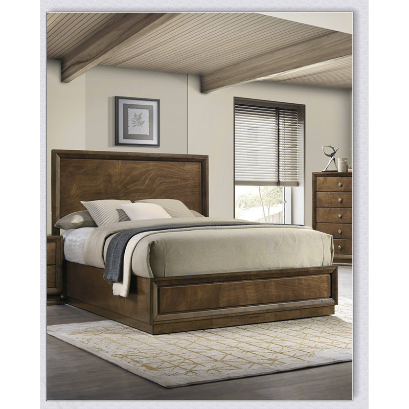 Mobilier de chambre à coucher à panneau en bois de noyer 1 pi, Très grand lit
