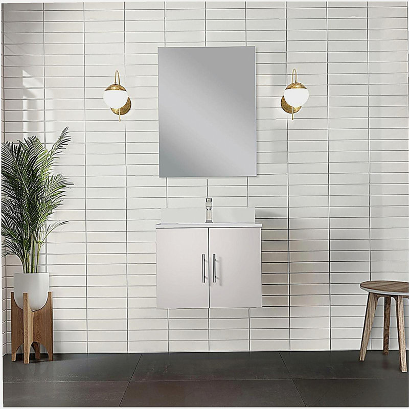 Lavabo de baignoire avec robinet et miroir à DEL