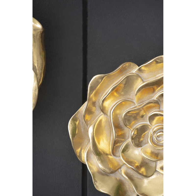 S/2 Gold Rose Hanging Wall Accents
