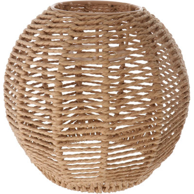 Woven Rattan Pendant Lamp Shade, Boho Hemp Rope Chandelier Cover For Living Room, Bedroom, Dining Area
