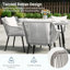Ensemble de table de salle à manger 5 pièces en rotin et osier avec trou pour parasol et coussins gris clair-624895517