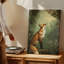 Sur toile, peinture fantaisiste mettant en vedette un renard assis gracieusement contre une forêt luxuriante de qualité supérieure-1650012629