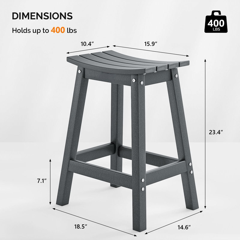Ensemble de 2 tabourets de bar d'extérieur, Gris, Tabouret de comptoir (siège d'une hauteur de 23,4