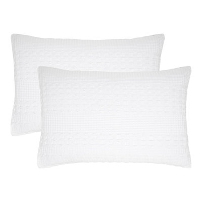 Waffle Weave Dark Gray Cotton King Sham Set of 2