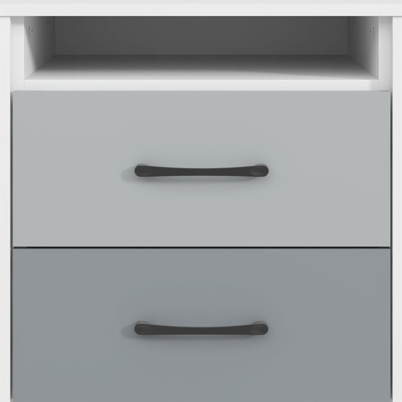 Chabot Modern 2-Drawer Nightstand Set Of 2, White/Gray