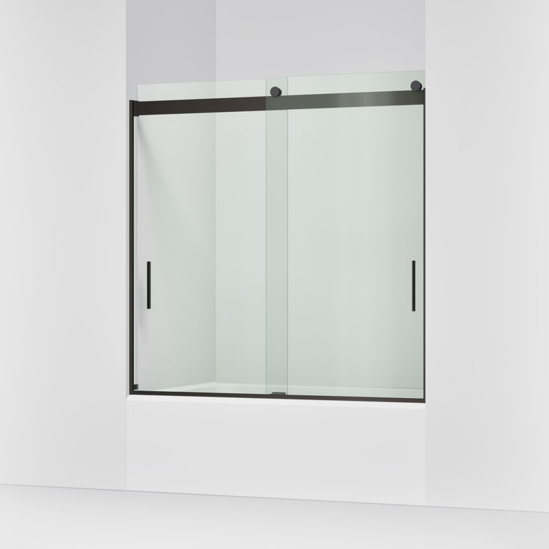 Levity 59.63" x 59.75" Bypass Bath Door with CleanCoat Technology, Anodized Dark Bronze, Clear