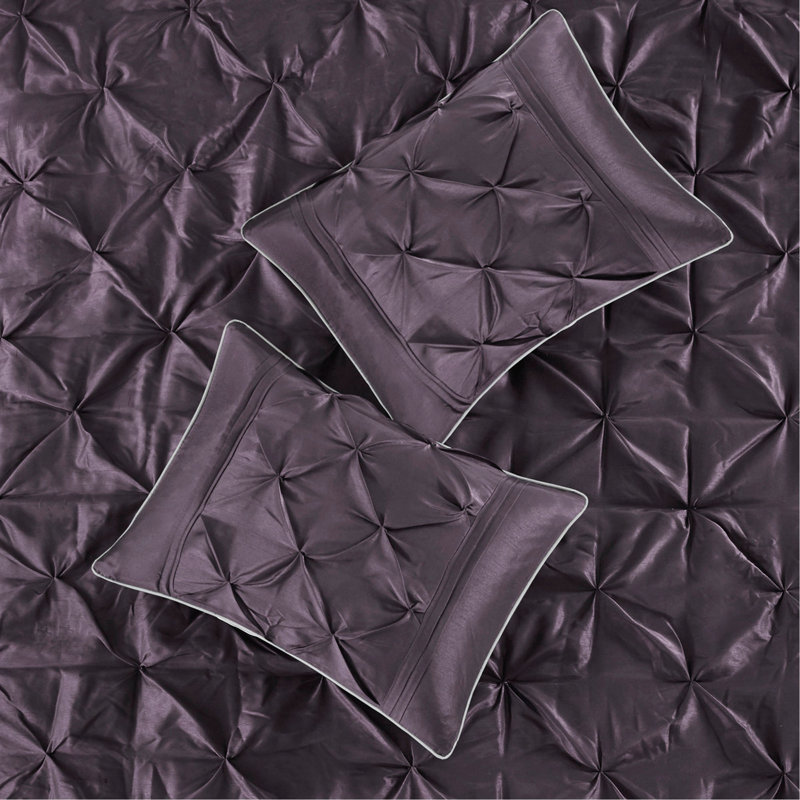 7 Piece Tufted Comforter Set, Plum, King Comforter + 6 Additional Pieces