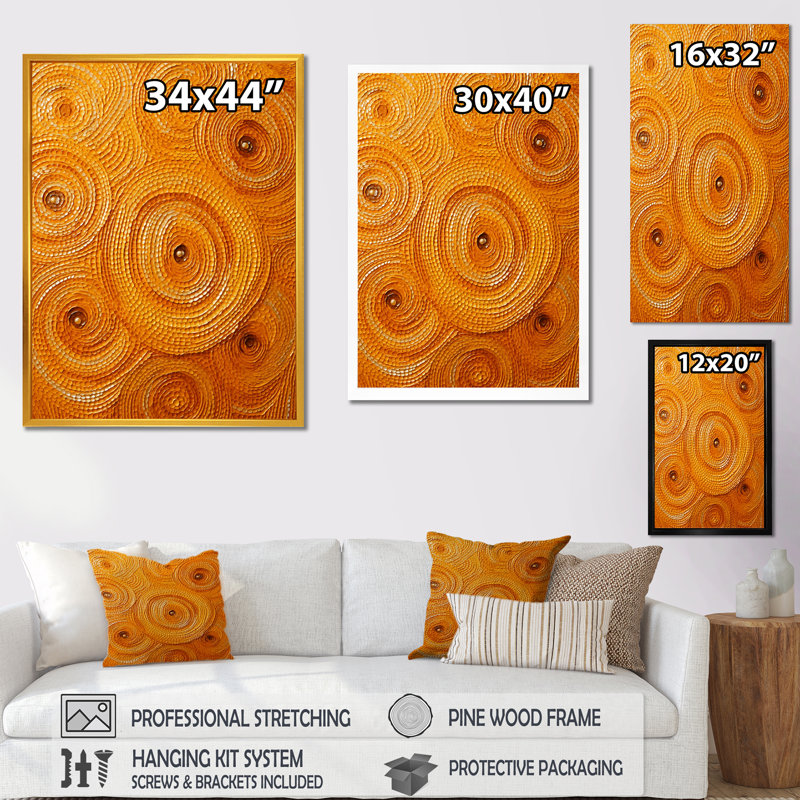 «Orange Floral Twilight Dream Abstract Collages III», art mural abstrait, H 60 po x l 28 po x P 1,5 po, Toile tendue