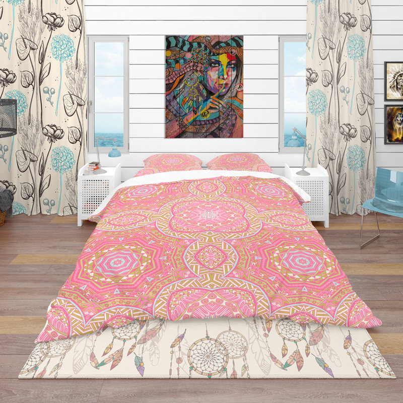 Ensemble de housse de couette bohémien et éclectique, Housse de couette double / grand + 2 taies