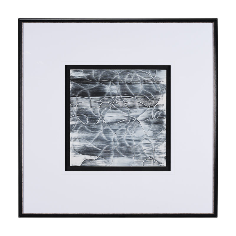 Continu Strand I par Hardip Kaur, reproduction d'art encadrée sous verre, 42.0L x 2.5W x 42.0H, Continuous Strand I, Noir