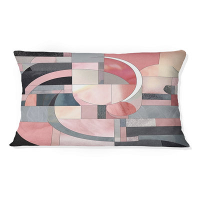 Pink Transcendent Angles I - Abstract Shapes Printed Throw Pillow