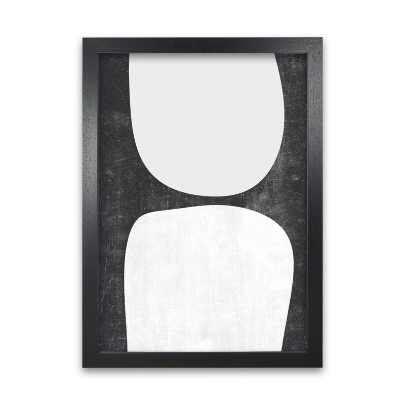 Mid Century Black And White Grunge A - Print, 84cm H x 59cm W x 3cm D, Black Frame