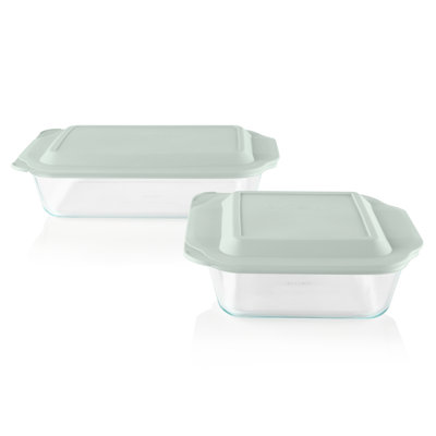 Ensemble de 4 plats de cuisson avec couvercles sauge Pyrex® Deep