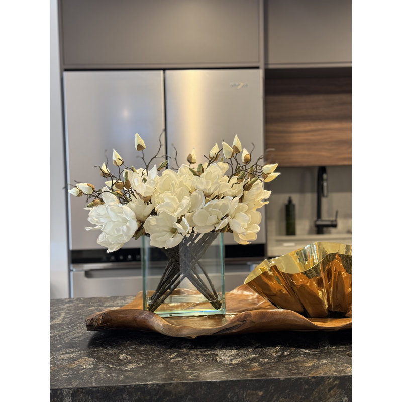 Magnolia Arrangement in Vase, White