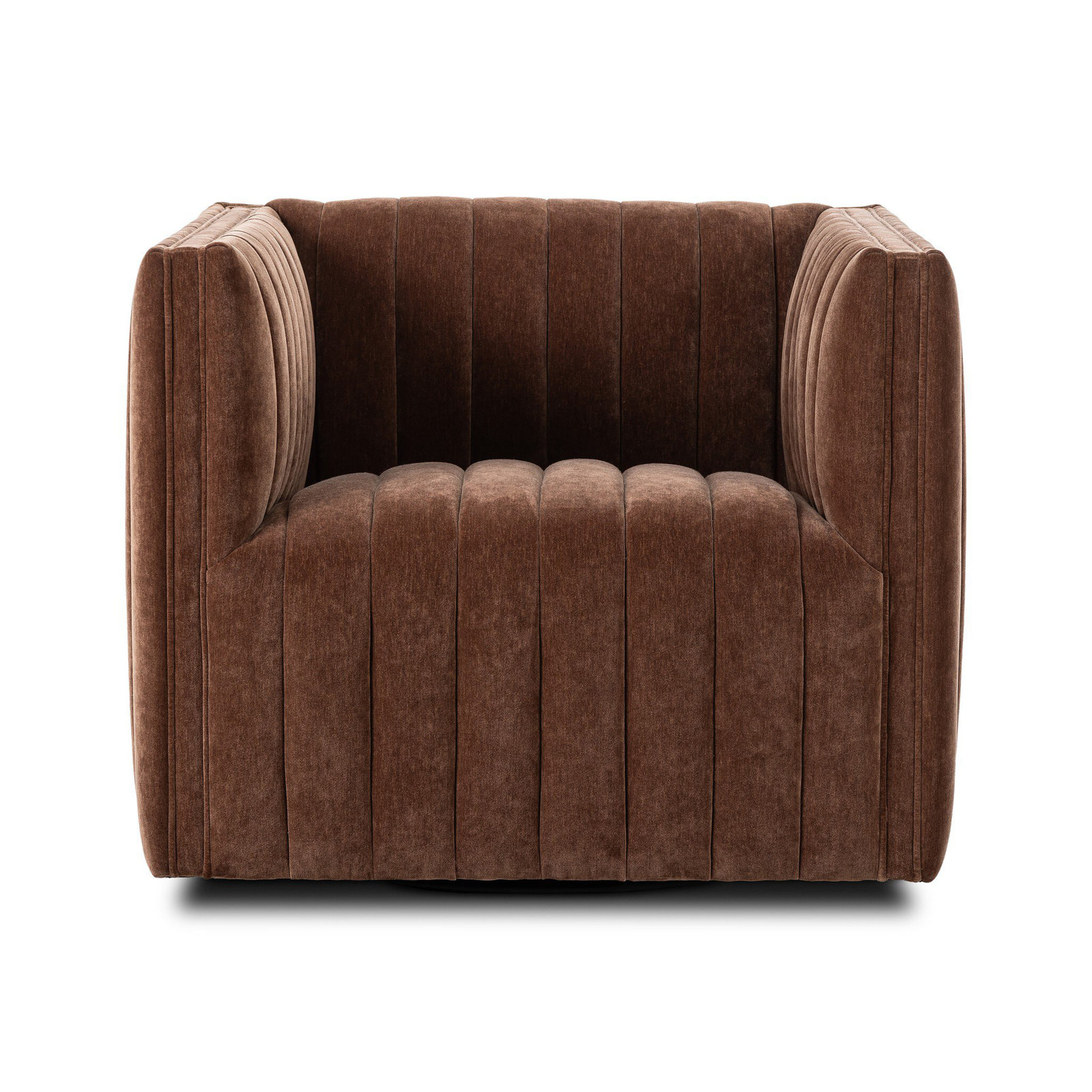 Brandt Genuine Leather Swivel Armchair, Amici Tobacco Polyester