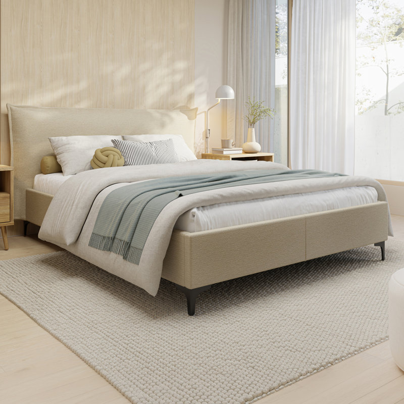 Tavarus Upholstered Bed, Beige, Double (4'6)