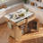 Fluted Kitchen Island With Drop Leaf, Power Outlet, Adjustable Shelves, 2 Doors And 2 Drawers-1297693737