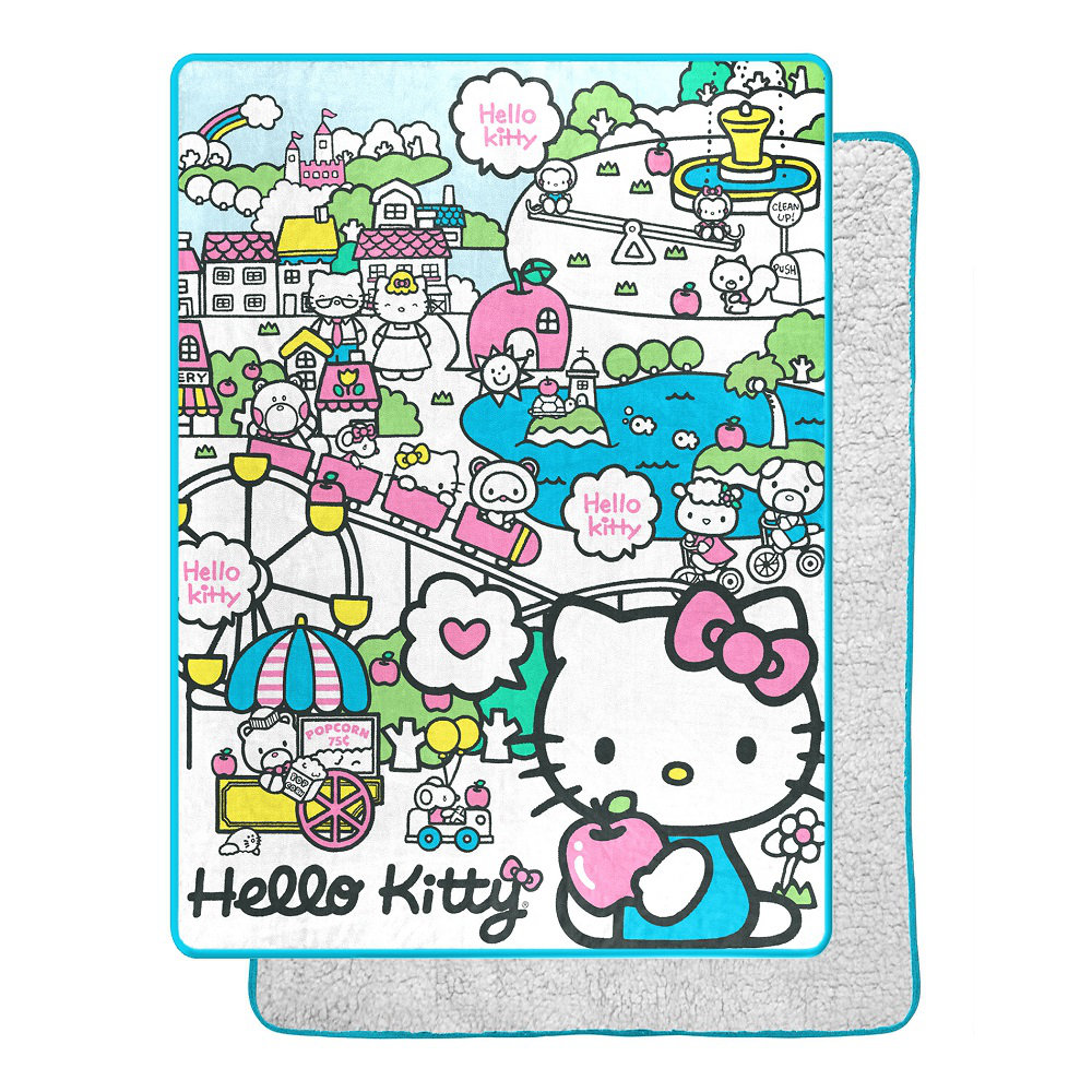 Sanrio Hello Kitty My Cute World Silk Touch Sherpa Throw Blanket Twin Size, Adorable Character Throw, Soft Plush Blanket, 60x80 Inches Northwest