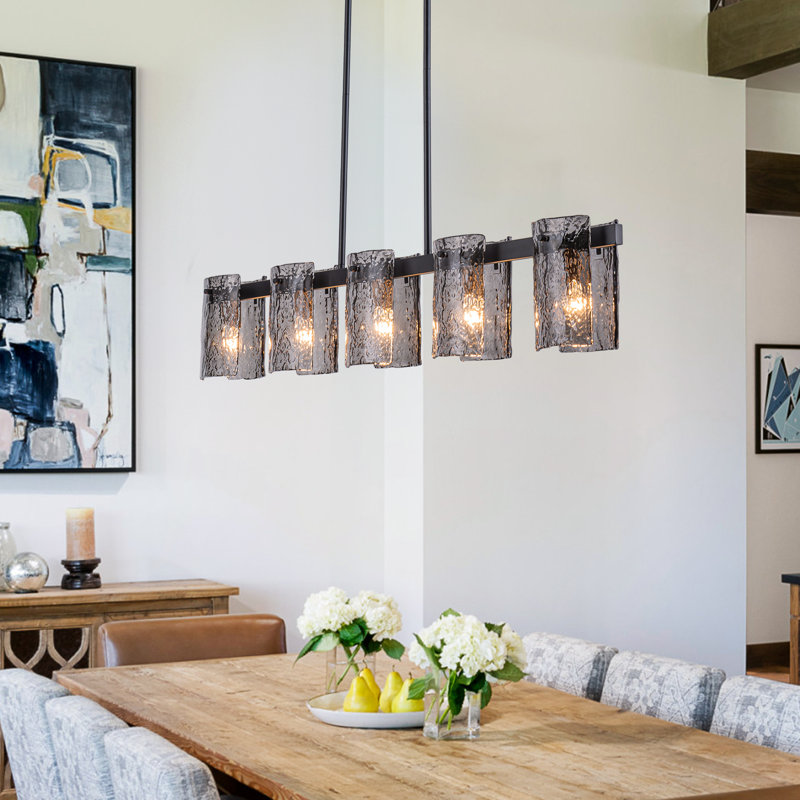 Lustre linéaire à 5 lumières pour îlot de cuisine Beth