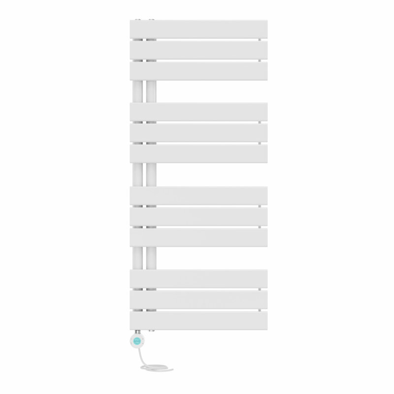 Rinya Designer Towel Rail Heated Towel Rails, 112.6cm H x 50cm W x 6.7cm D, White