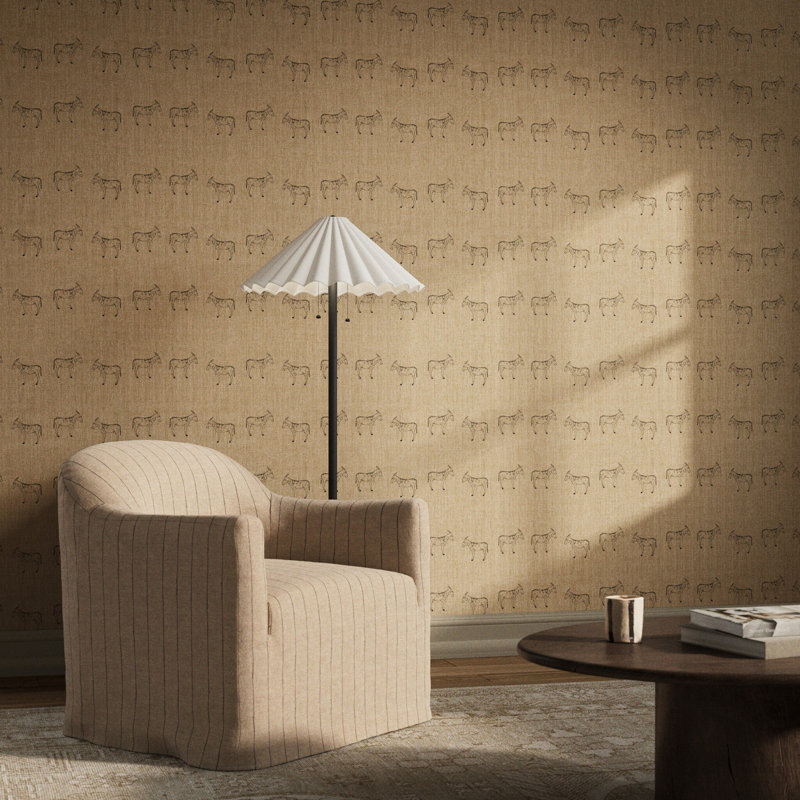 Papier peint Burros par Paul Meyer, L 12 po x H 8 po, Burros brun clair I