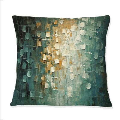 Celebration Of Possibility Retro Gold Teal III - Abstract Painting Printed Throw Pillow