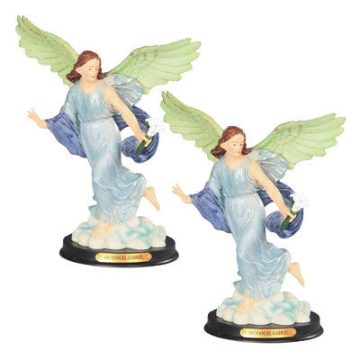 "2-PC Set" ICE ARMOR 10"H Archangel Gabriel Statue The Messenger Angel Holy Figurine  Figurine Statue Ornament Home/Room Decor and Perfect Gift Ideas for House Warming, Holidays and Birthdays Great Collectible Addition