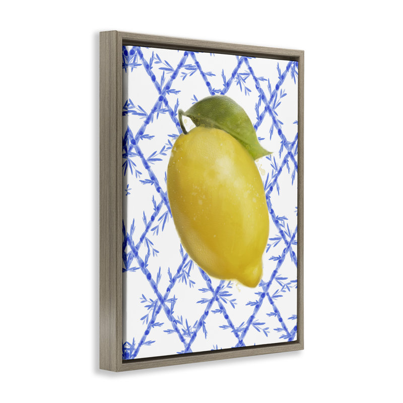 Cadre flottant Lemon Over Bamboo Vines, design par Matthew Piotrowicz, H 21 po x l 17 po, Cadre flottant orme Montalcino