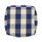 Connor Checkered Square Pouf, Ivory And Navy Blue
