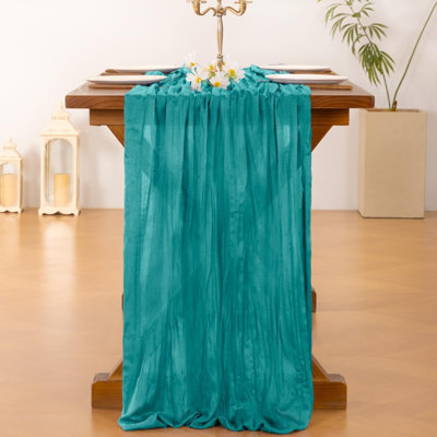 Chemin de table en étamine Cheesecloth Summer Boho Turquoise sarcelle 2 pièces gaze rustique 10pi en tissu de couloir de ferme diaphane pour décorations de fête de naissance