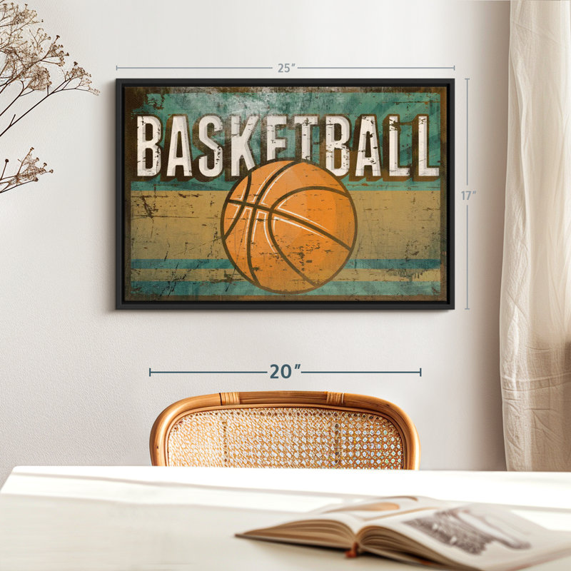 Sports «Grunge Basketball Canvas Print», H 17 po x l 25 po