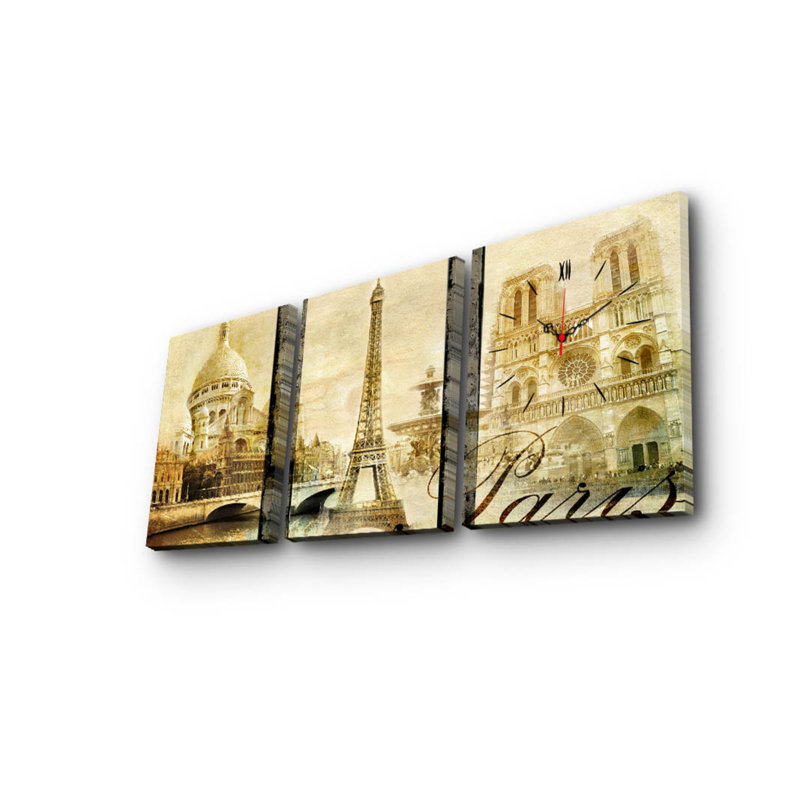 Ensemble d'horloge murale 3 pièces Elegant Structure robuste en bois à 100%, épaisseur: 1,2 po | Parfait pour la décoration intérieure et les intérieurs modernes, conception unique