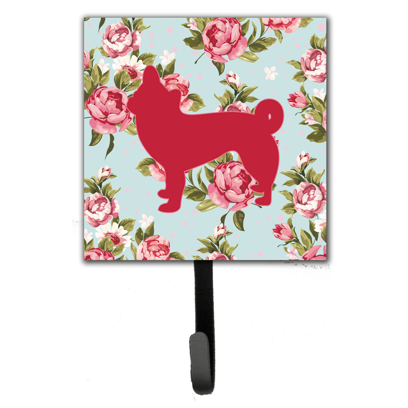 Porte-laisse de roses et crochet mural chihuahua shabby