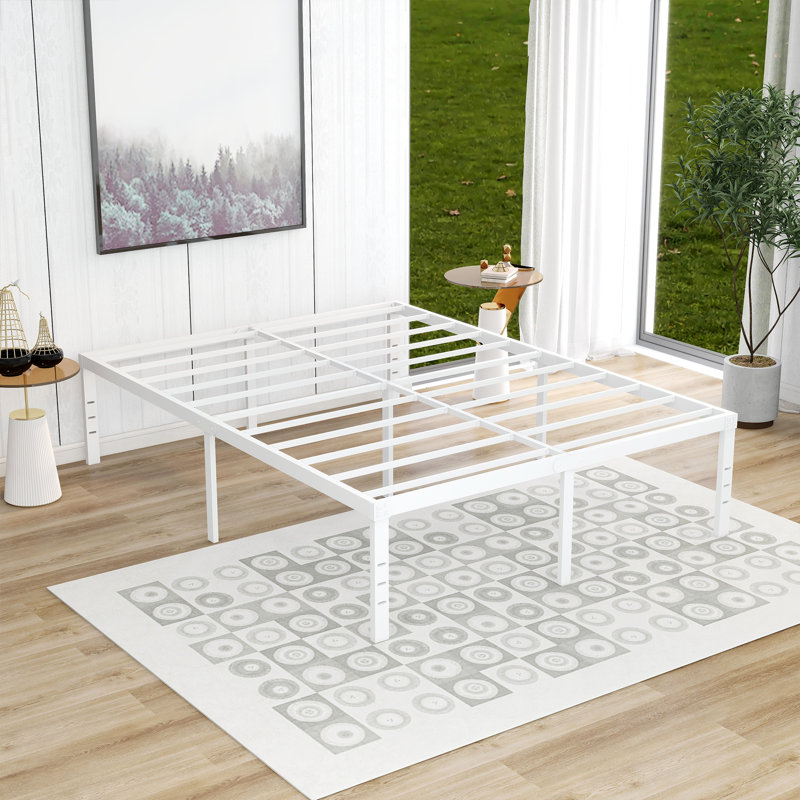 Structure de lit en acier 18 po, Grand, Blanc