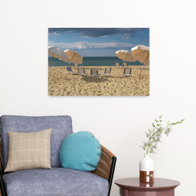 Deck Chairs And Beach Umbrellas On The Beach Jetties Beach Nantucket Massachusetts Abstract Contemporary Beach Landscape Art