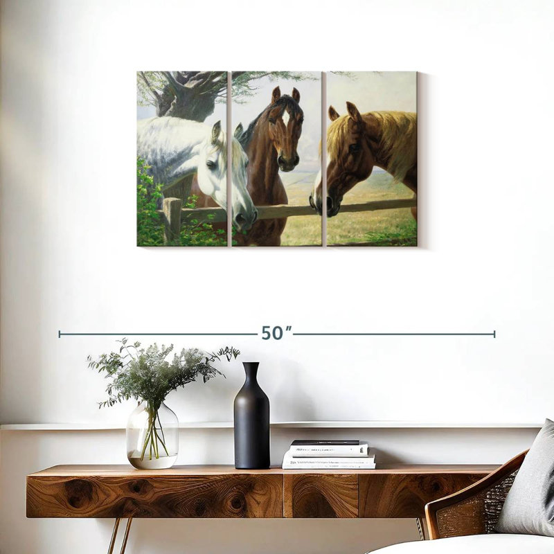 Brampt Old Friends Horses, 20" H x 33" W