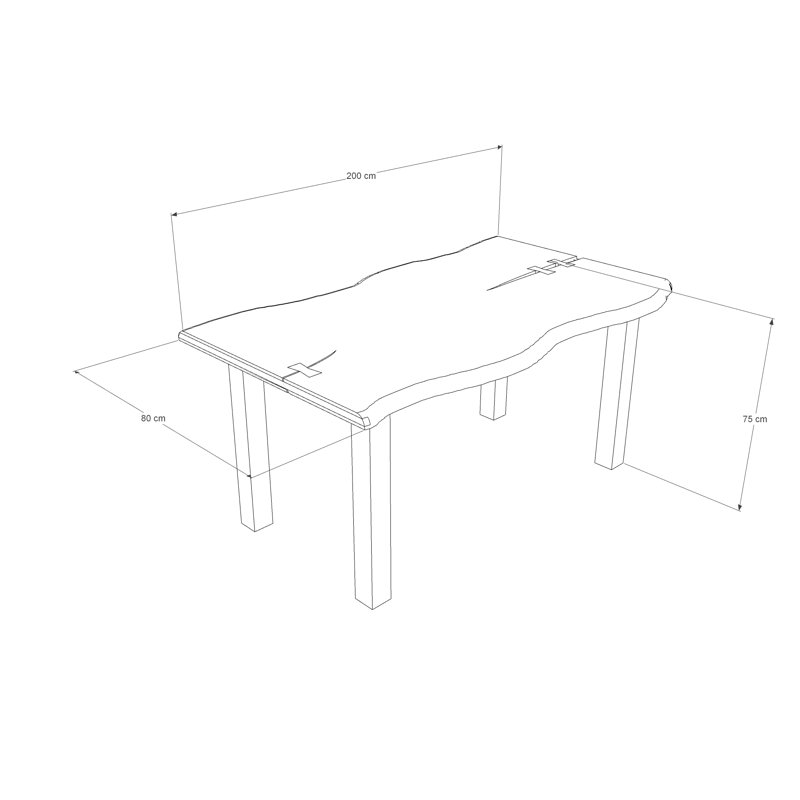 Silverthorne Oak Solid Wood Dining Table, Oak , H75 x L200 x W80cm