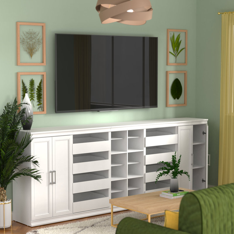 Modular Storage 106.97" W 18-Shelf Wood Closet System, White