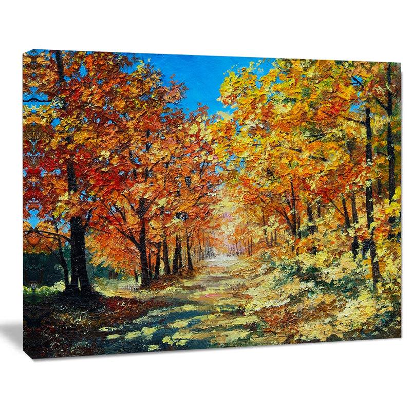«Bright Day in Autumn Forest Landscape», reproduction sur toile tendue, H 12 po x l 20 po