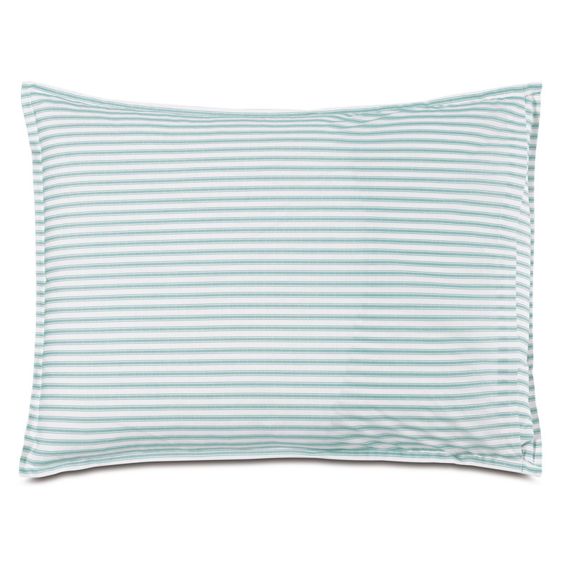 Blass Ticking Cotton Striped Sham by Alexa Hampton, Sea, Queen