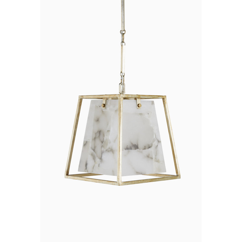 Champagne Silver and Alabaster Geometric Chandelier