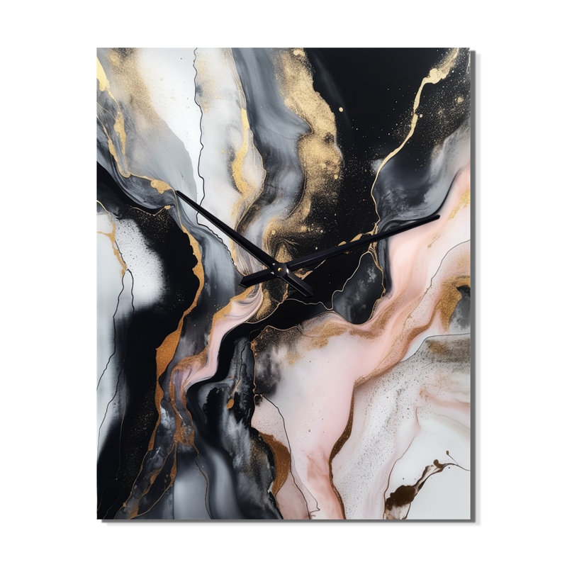 Texture Splash Marble - Horloge murale abstraite, H 40 po x l 30 po x P 1 po