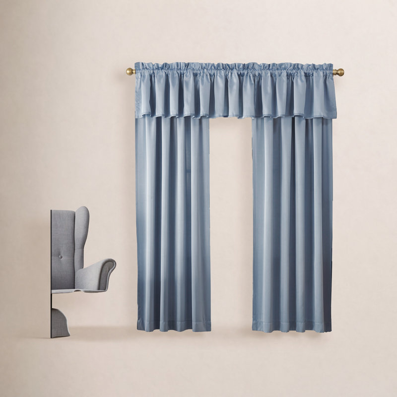 Polyester Thermal Room Darkening Curtain Panel - Basics by Wayfair™, 54" W x 63" L, Vintage Blue