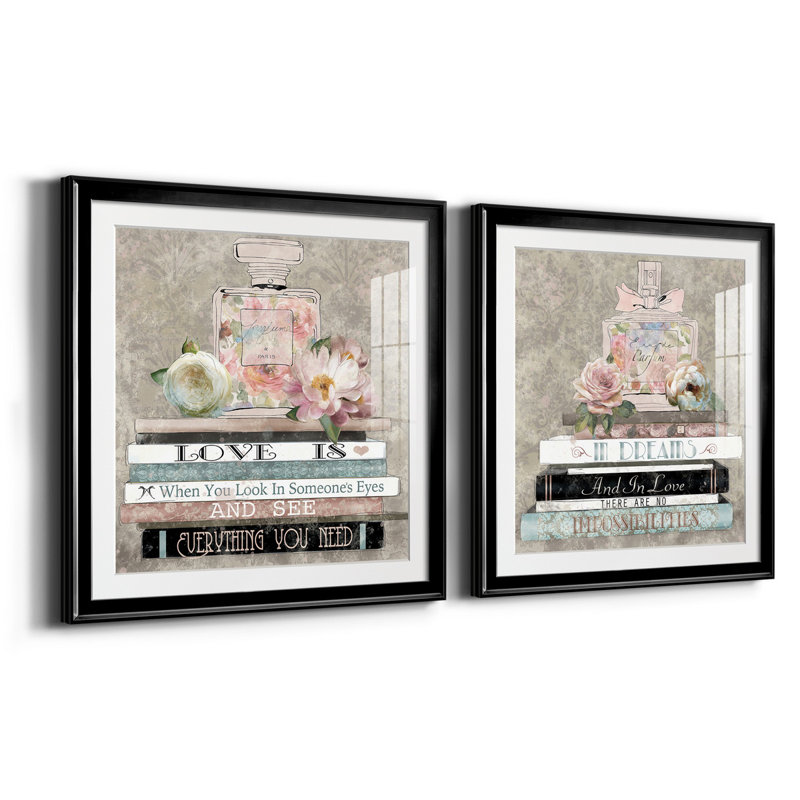 Perfume Love - ensemble de 2 reproductions de cadres photo, H 30,5 po x l 61 po x P 1,5 po, Or