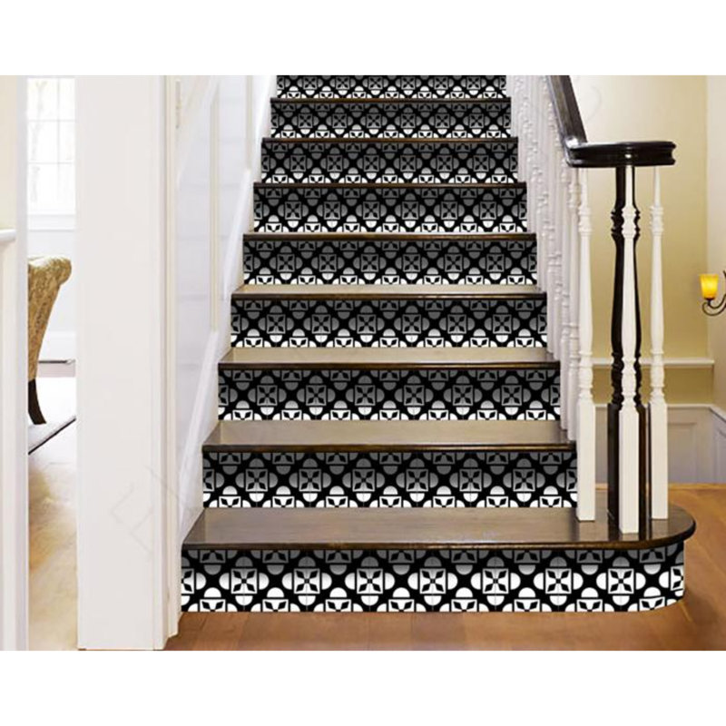 Carreau de mosaïque auto-adhésif en vinyle 4 po x 4 po, Noir / blanc