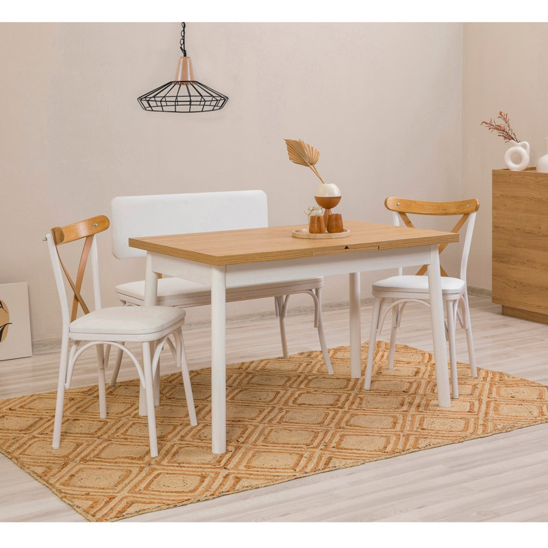 Tekamah 3 - Person Dining Set, Natural/White